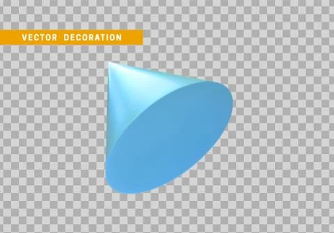 Cone is three-dimensional geometric shape isolated blue color. 3d objects vec 库存插图