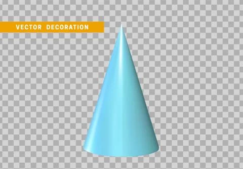 Cone is three-dimensional geometric shape isolated blue color. 3d objects vec 스톡 일러스트