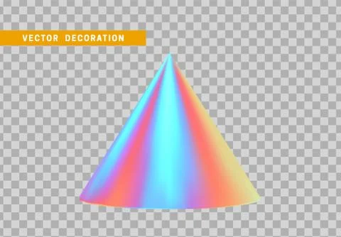 Cone is three-dimensional geometric shape isolated with colorful hologram cha Stock Illustration