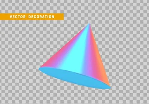 Cone is three-dimensional geometric shape isolated with colorful hologram cha Stock Illustration