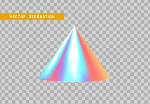 Cone is three-dimensional geometric shape isolated with colorful hologram cha Stock Illustration