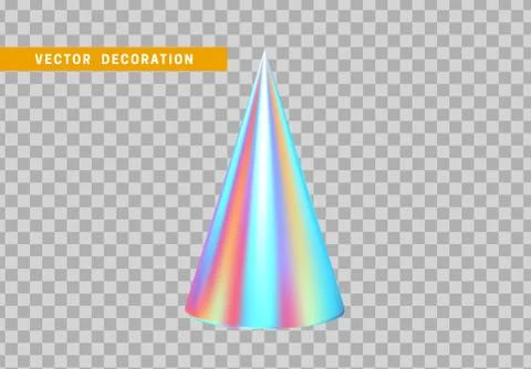 Cone is three-dimensional geometric shape isolated with colorful hologram cha Stock Illustration