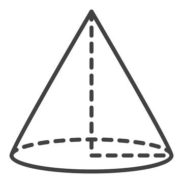 Cone vector Geometry and Math concept line icon or sign Stock Illustration