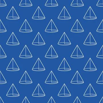 Cone vector Geometry and Math concept line blue seamless pattern Stock Illustration