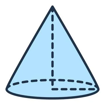 Cone vector Geometry and Mathematics concept blue icon or symbol Stock Illustration