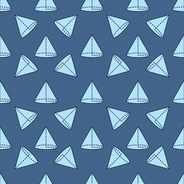 Cone vector Geometry and Mathematics blue seamless pattern 库存插图