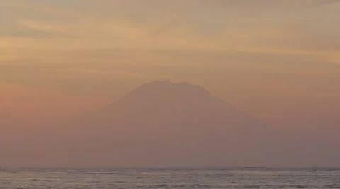 Cone Volcano on hazy horizon Stock Footage 55455780