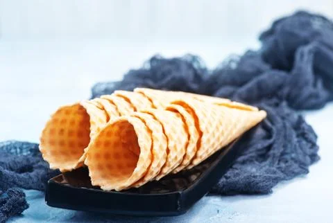 Cone from waffle for ice cream Stock Photos