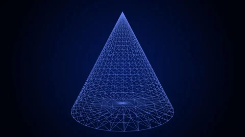 Cone wireframe rotating video animation on black background Stock Footage 338419963