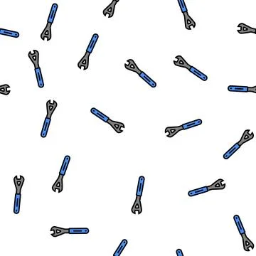 Cone wrench tool vector seamless pattern Stock Illustration