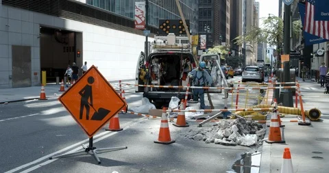 ConEd Construction in Midtown Manhattan Stock Footage 114332215