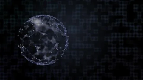 Conept of cyberspace and programming. Virtual projection of planet in plexus イラスト素材