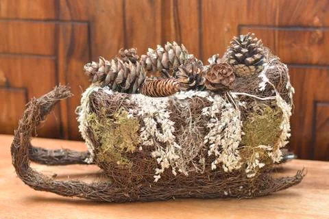 Cones in a sled Stock-Fotos