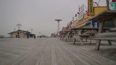 Coney Island Boardwalk Empty Stock Footage 130799728