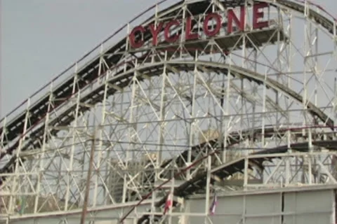 Coney Island Cyclone Stock Footage 8540292