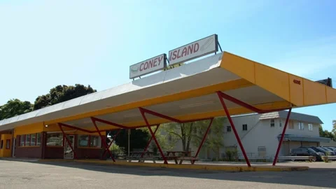 Coney Island drive in area, empty on a spring day, 4k60p Stock Footage 133378286