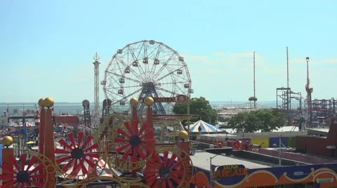 Coney Island Fairground Stock Footage 44189181