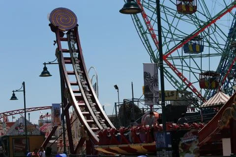 Coney Island - Rides - Electro Spin Stock Photos