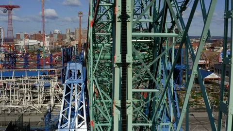 Coney Island Roller Coaster Stock Footage 128982683