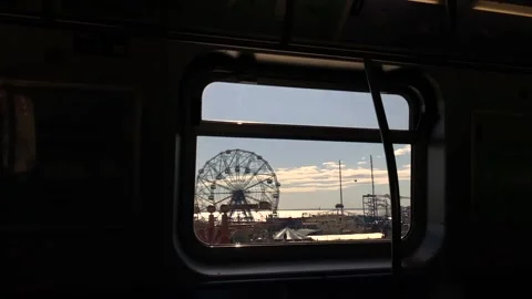 Coney Island through Subway Window Stock Footage 134303448