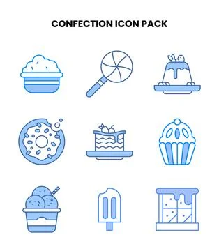 Confection Blue UI Icons Pack Stock Illustration