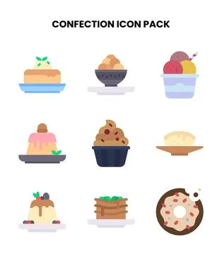 Confection Flat Bundle Icons Pack Stock Illustration