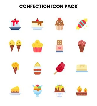 Confection Flat Collection Icons Pack Stock Illustration