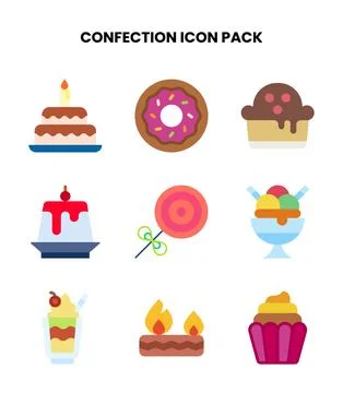 Confection Flat Scalable Icons Pack Stock Illustration