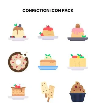 Confection Flat Set Icons Pack Stock Illustration