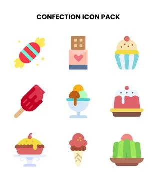 Confection Flat Set Icons Pack Stock Illustration