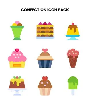 Confection Flat UI Icons Pack Stock Illustration