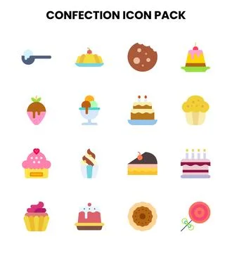 Confection Flat Vector Icons Pack Stock Illustration