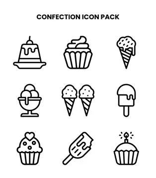 Confection Line Graphics Icons Pack Stock Illustration
