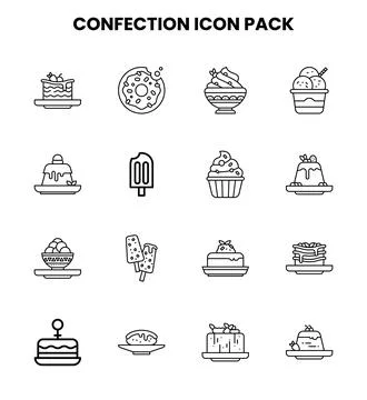 Confection Line Scalable Icons Pack Stock Illustration