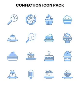 Confection Two Colour Bundle Icons Pack Stock Illustration