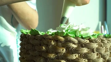The confectioner decorates a cake Stock Footage 85667463