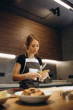 The confectioner forms gingerbread cookies using an original rectangular cutt Stock Photos