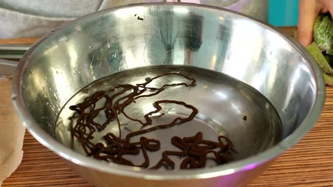 The Confectioner is Preparing a Dessert of Chocolate Stock Footage 75599699