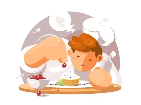 Confectioner in white cap Stock Illustration