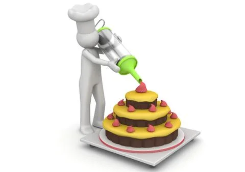 Confectioner working with creme Stock Illustration