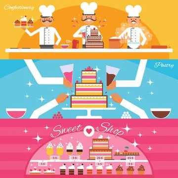 Confectionery Banners Set Stockillustratie