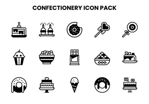 Confectionery DuoTone Vector Icons Pack Stock Illustration