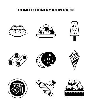 Confectionery DuoTone Vector Icons Pack Stock Illustration