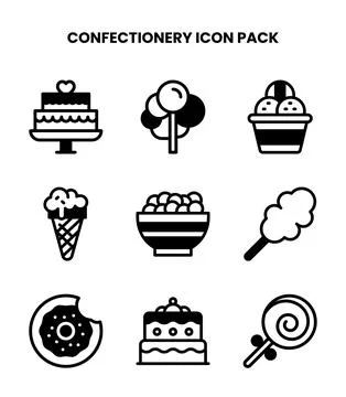 Confectionery DuoTone Vector Icons Pack Stock Illustration