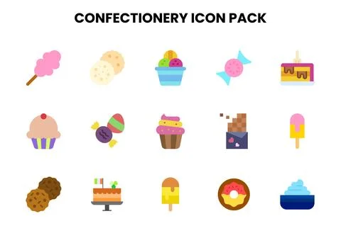 Confectionery Flat Bundle Icons Pack Stock Illustration