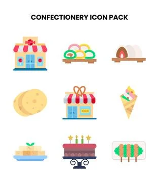 Confectionery Flat Design Icons Pack Illustrazione stock