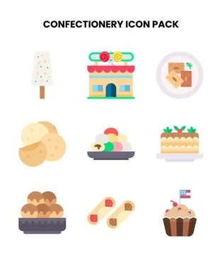 Confectionery Flat Design Icons Pack Illustrazione stock