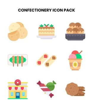 Confectionery Flat Scalable Icons Pack Stock Illustration