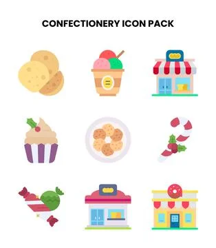 Confectionery Flat Set Icons Pack Stock Illustration