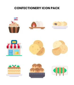 Confectionery Flat Vector Icons Pack Stock Illustration